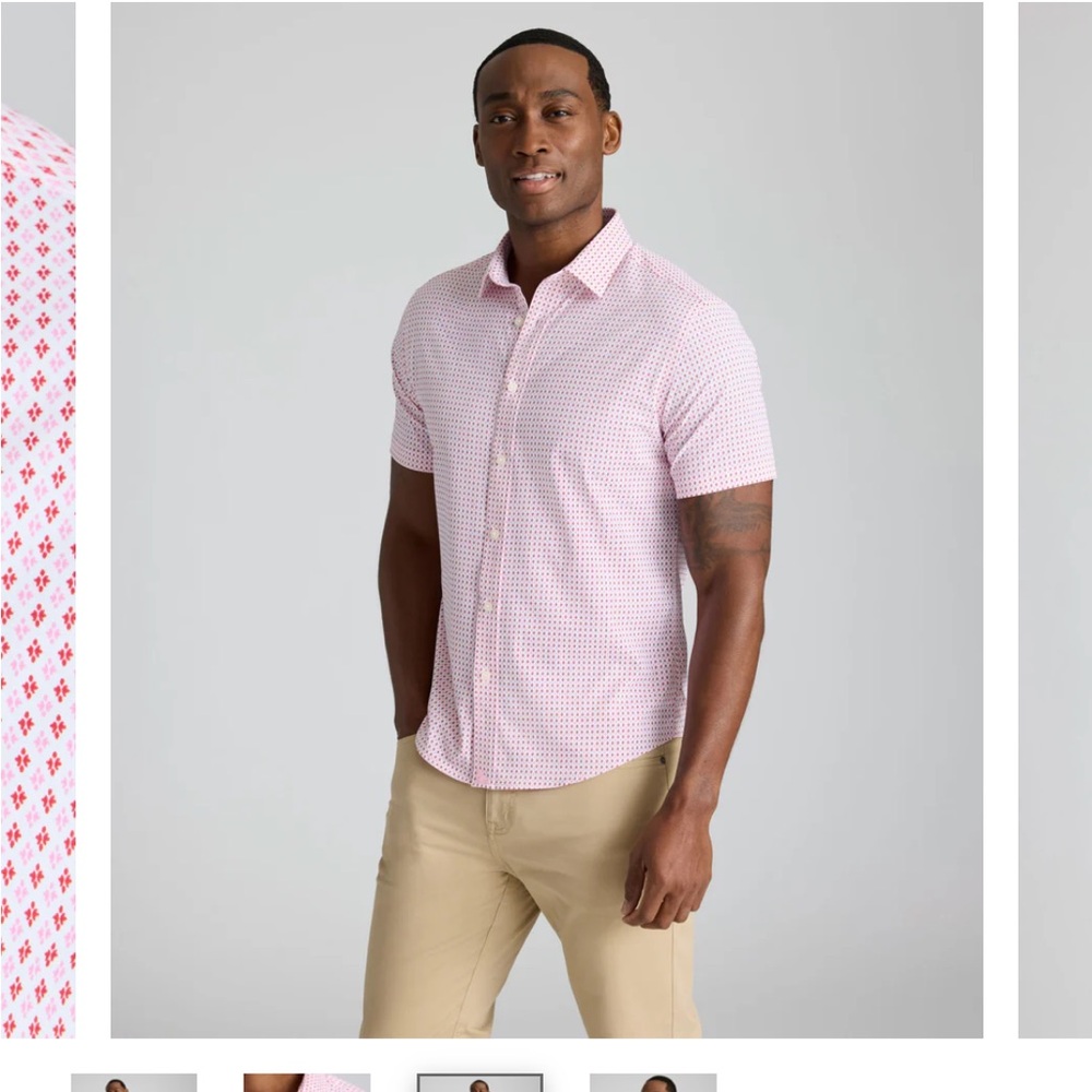 UNTUCKit Pink and White Patterned Casual Shirt